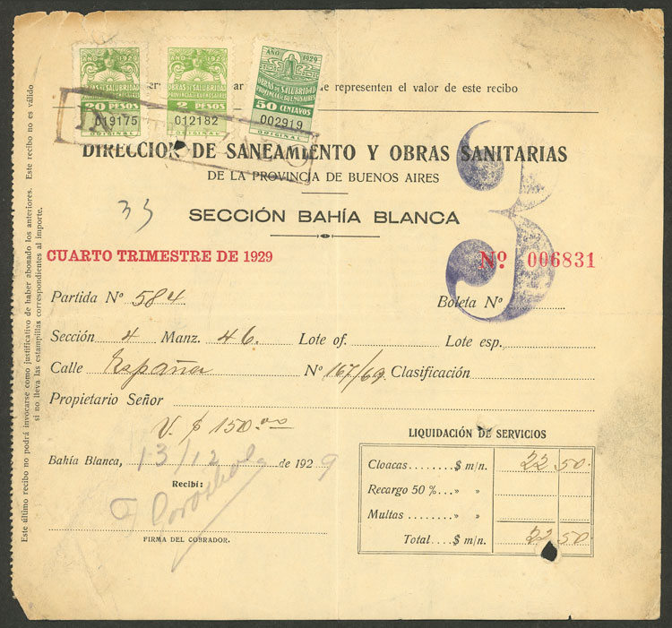 Lot 972 - Argentina revenue stamps - Guillermo Jalil - Philatino Auction # 2542 ARGENTINA: Lot 972 - Argentina revenue stamps - Guillermo Jalil - Philatino Auction # 2542 ARGENTINA: