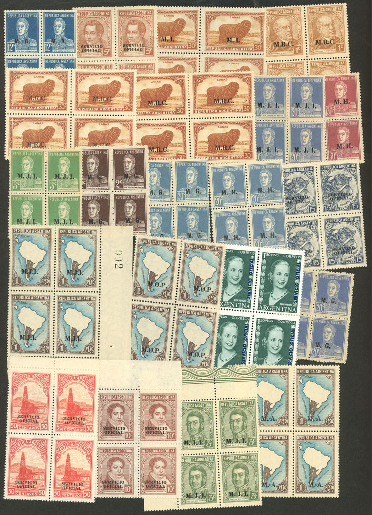 Lot 810 - Argentina OFFICIAL STAMPS - LOTS - Guillermo Jalil - Philatino Auction # 2542 ARGENTINA: Lot 810 - Argentina OFFICIAL STAMPS - LOTS - Guillermo Jalil - Philatino Auction # 2542 ARGENTINA:
