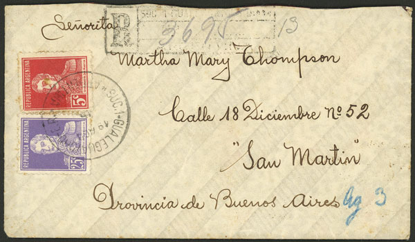 Lot 888 - Argentina postal history -  Guillermo Jalil - Philatino Auction # 2550 ARGENTINA: General sale with lots at very low starts!