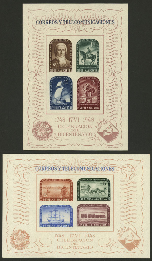 Lot 782 - Argentina souvenir sheets -  Guillermo Jalil - Philatino Auction # 2550 ARGENTINA: General sale with lots at very low starts!