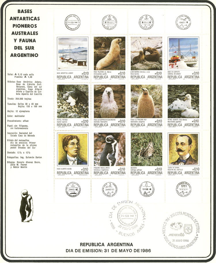 Lot 797 - Argentina souvenir sheets -  Guillermo Jalil - Philatino Auction # 2550 ARGENTINA: General sale with lots at very low starts!