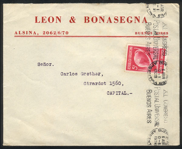 Lot 894 - Argentina postal history -  Guillermo Jalil - Philatino Auction # 2550 ARGENTINA: General sale with lots at very low starts!
