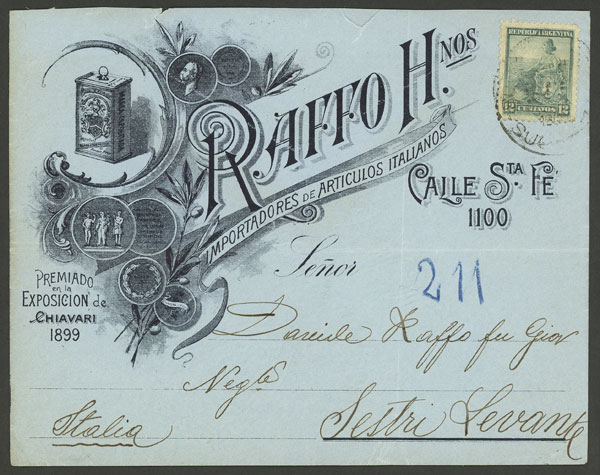 Lot 1106 - Argentina postal history -  Guillermo Jalil - Philatino Auction # 2605 ARGENTINA: Very good selection of interesting lots with very low prices!