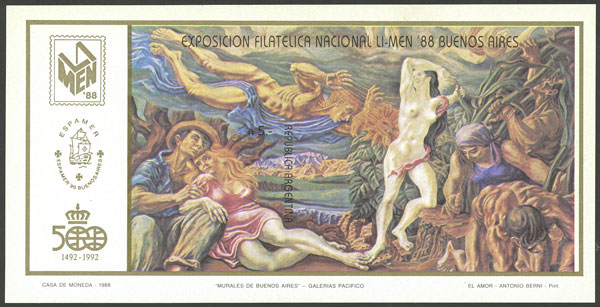 Lot 945 - Argentina souvenir sheets -  Guillermo Jalil - Philatino Auction # 2605 ARGENTINA: Very good selection of interesting lots with very low prices!