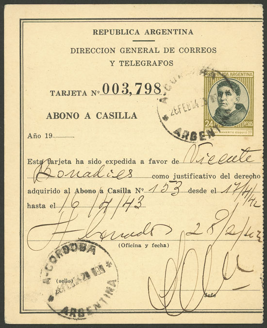 Lot 1018 - Argentina Postal stationery - Guillermo Jalil - Philatino Auction # 2605 ARGENTINA: Very good selection of interesting lots with very low prices! Lot 1018 - Argentina Postal stationery - Guillermo Jalil - Philatino Auction # 2605 ARGENTINA: Very good selection of interesting lots with very low prices!