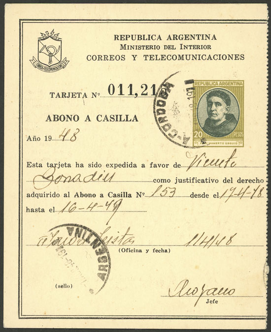 Lot 1019 - Argentina Postal stationery - Guillermo Jalil - Philatino Auction # 2605 ARGENTINA: Very good selection of interesting lots with very low prices! Lot 1019 - Argentina Postal stationery - Guillermo Jalil - Philatino Auction # 2605 ARGENTINA: Very good selection of interesting lots with very low prices!