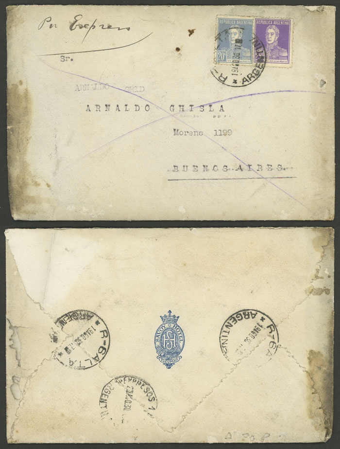 Lot 1141 - Argentina postal history - Guillermo Jalil - Philatino Auction # 2605 ARGENTINA: Very good selection of interesting lots with very low prices! Lot 1141 - Argentina postal history - Guillermo Jalil - Philatino Auction # 2605 ARGENTINA: Very good selection of interesting lots with very low prices!