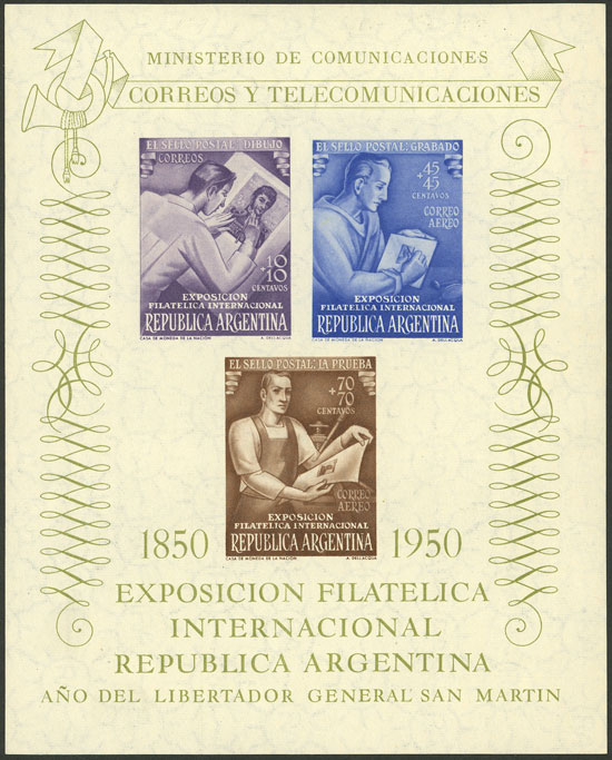 Lot 931 - Argentina souvenir sheets -  Guillermo Jalil - Philatino Auction # 2605 ARGENTINA: Very good selection of interesting lots with very low prices!