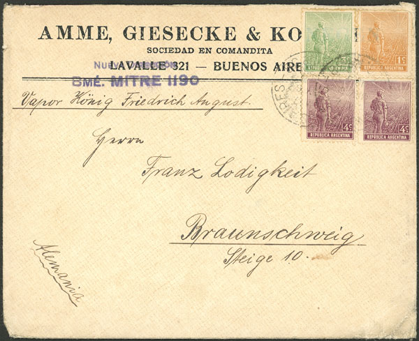 Lot 1119 - Argentina postal history -  Guillermo Jalil - Philatino Auction # 2605 ARGENTINA: Very good selection of interesting lots with very low prices!