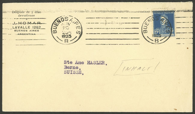 Lot 1237 - Argentina postal history -  Guillermo Jalil - Philatino Auction # 2608 ARGENTINA: General auction including rarities, varieties and much more!