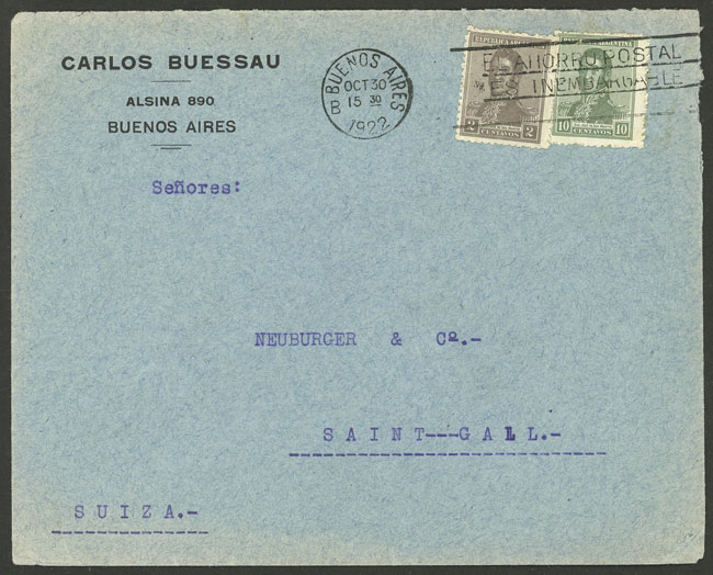Lot 1235 - Argentina postal history -  Guillermo Jalil - Philatino Auction # 2608 ARGENTINA: General auction including rarities, varieties and much more!