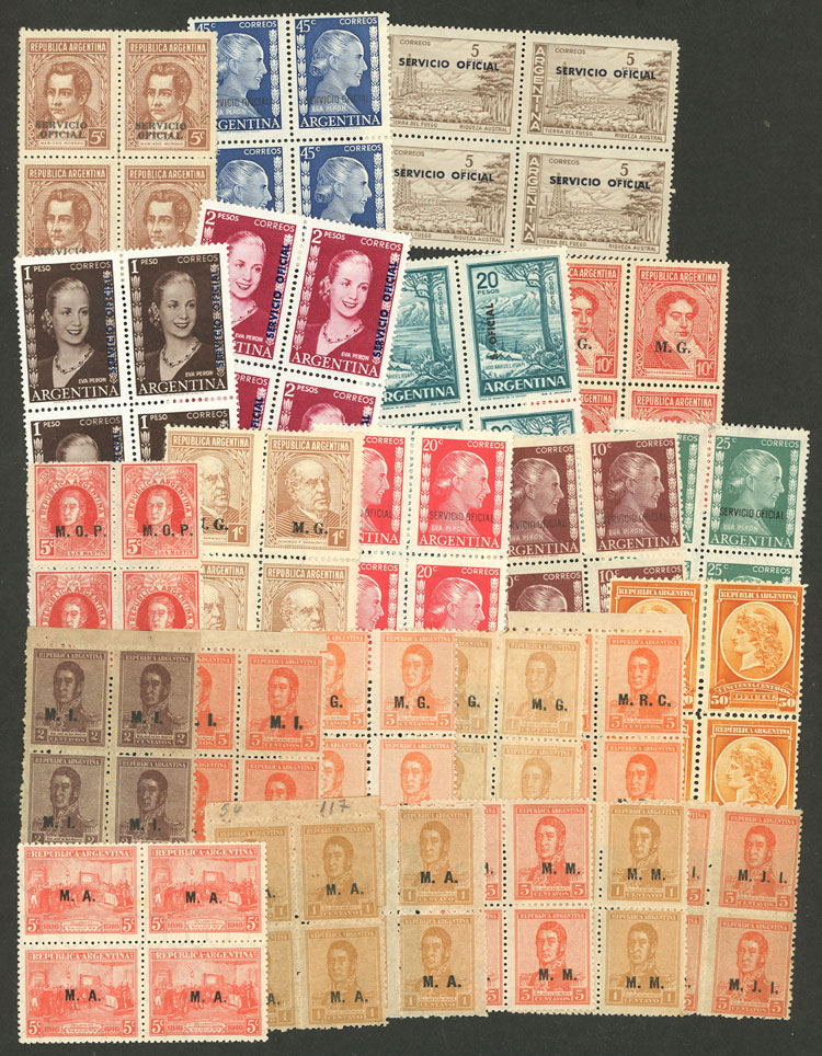 Lot 1108 - Argentina OFFICIAL STAMPS - LOTS - Guillermo Jalil - Philatino Auction # 2608 ARGENTINA: General auction including rarities, varieties and much more! Lot 1108 - Argentina OFFICIAL STAMPS - LOTS - Guillermo Jalil - Philatino Auction # 2608 ARGENTINA: General auction including rarities, varieties and much more!