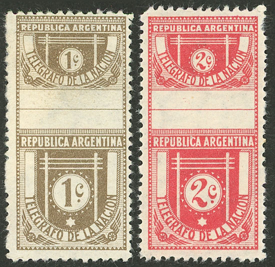 Lot 1008 - Argentina telegraph stamps -  Guillermo Jalil - Philatino Auction # 2612 ARGENTINA: General auction with very low starts!