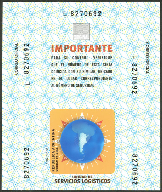 Lot 975 - Argentina parcel post seals - Guillermo Jalil - Philatino Auction # 2612 ARGENTINA: General auction with very low starts! Lot 975 - Argentina parcel post seals - Guillermo Jalil - Philatino Auction # 2612 ARGENTINA: General auction with very low starts!