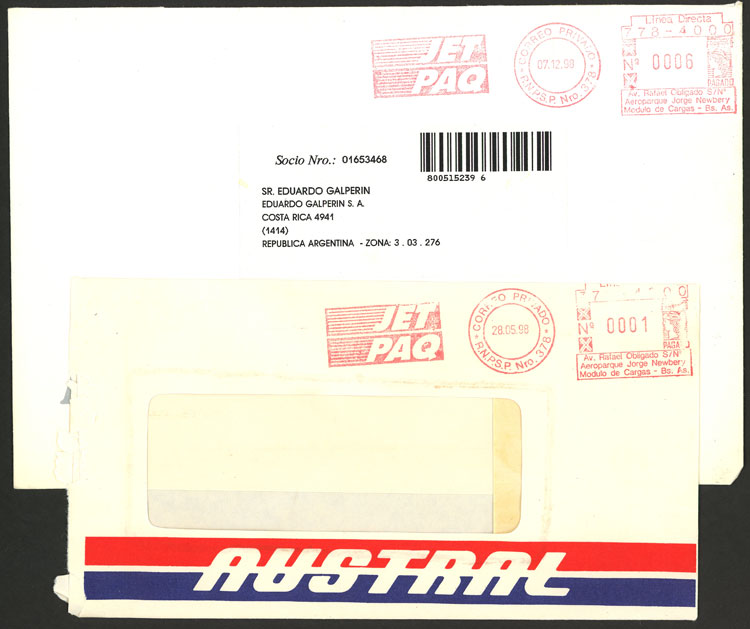 Lot 881 - Argentina private posts -  Guillermo Jalil - Philatino Auction # 2615 ARGENTINA: Spectacular auction with material from all periods, including many rarities!