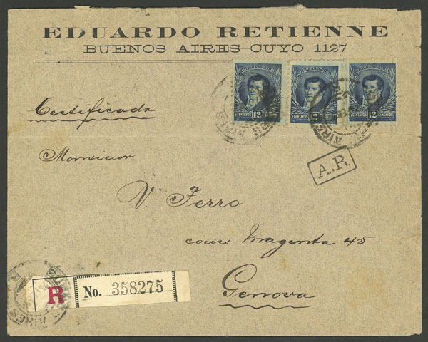 Lot 910 - Argentina postal history - Guillermo Jalil - Philatino Auction # 2615 ARGENTINA: Spectacular auction with material from all periods, including many rarities! Lot 910 - Argentina postal history - Guillermo Jalil - Philatino Auction # 2615 ARGENTINA: Spectacular auction with material from all periods, including many rarities!