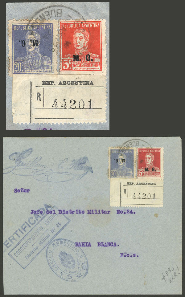 Lot 868 - Argentina official stamps - postal history -  Guillermo Jalil - Philatino Auction # 2615 ARGENTINA: Spectacular auction with material from all periods, including many rarities!