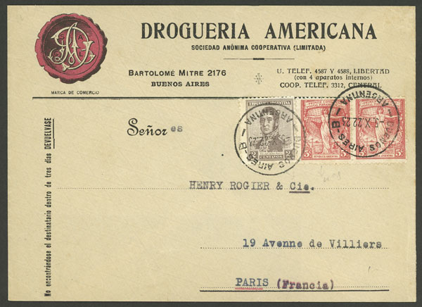 Lot 930 - Argentina postal history - Guillermo Jalil - Philatino Auction # 2615 ARGENTINA: Spectacular auction with material from all periods, including many rarities! Lot 930 - Argentina postal history - Guillermo Jalil - Philatino Auction # 2615 ARGENTINA: Spectacular auction with material from all periods, including many rarities!