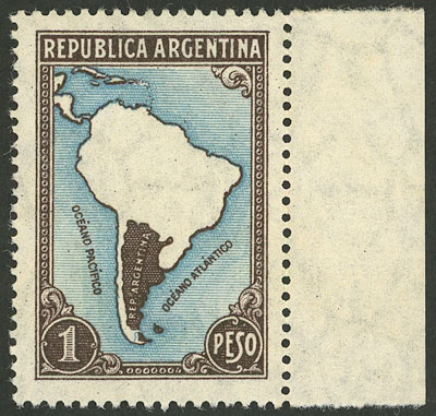 Lot 232 - Argentina general issues -  Guillermo Jalil - Philatino Auction # 2615 ARGENTINA: Spectacular auction with material from all periods, including many rarities!