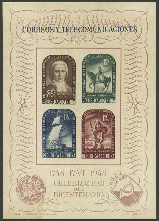 Lot 775 - Argentina souvenir sheets -  Guillermo Jalil - Philatino Auction # 2615 ARGENTINA: Spectacular auction with material from all periods, including many rarities!