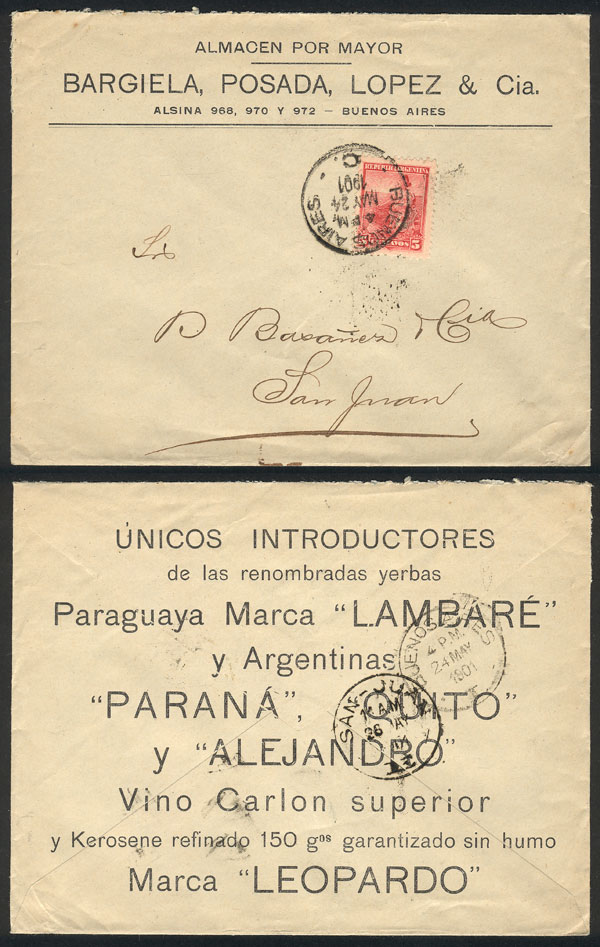 Lot 916 - Argentina postal history - Guillermo Jalil - Philatino Auction # 2615 ARGENTINA: Spectacular auction with material from all periods, including many rarities! Lot 916 - Argentina postal history - Guillermo Jalil - Philatino Auction # 2615 ARGENTINA: Spectacular auction with material from all periods, including many rarities!