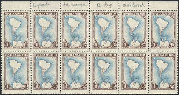 Lot 287 - Argentina general issues -  Guillermo Jalil - Philatino Auction # 2615 ARGENTINA: Spectacular auction with material from all periods, including many rarities!
