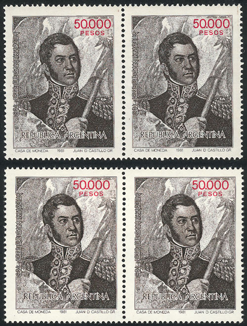 Lot 676 - Argentina general issues -  Guillermo Jalil - Philatino Auction # 2615 ARGENTINA: Spectacular auction with material from all periods, including many rarities!