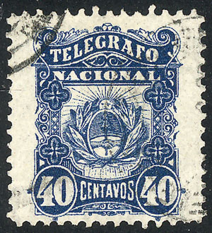 Lot 869 - Argentina telegraph stamps -  Guillermo Jalil - Philatino Auction # 2615 ARGENTINA: Spectacular auction with material from all periods, including many rarities!