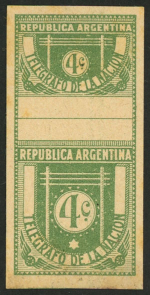 Lot 1054 - Argentina telegraph stamps -  Guillermo Jalil - Philatino Auction # 2618 ARGENTINA: General auction with very low starts, including many rarities!