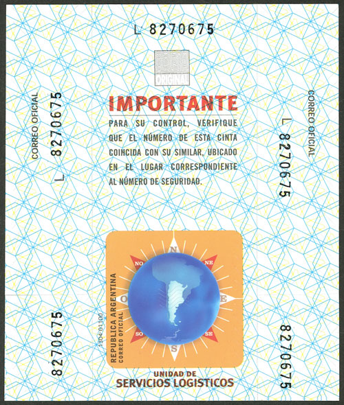 Lot 940 - Argentina parcel post seals -  Guillermo Jalil - Philatino Auction # 2621 ARGENTINA: General auction with very low starts!