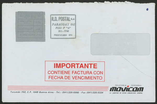 Lot 655 - Argentina private posts -  Guillermo Jalil - Philatino Auction # 2624 ARGENTINA: Spectacular auction with material from all periods, including many rarities!