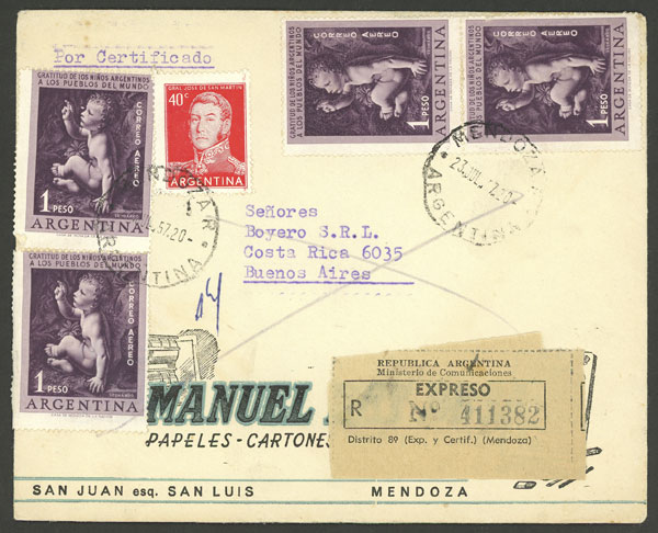 Lot 723 - Argentina postal history - Guillermo Jalil - Philatino Auction # 2624 ARGENTINA: Spectacular auction with material from all periods, including many rarities! Lot 723 - Argentina postal history - Guillermo Jalil - Philatino Auction # 2624 ARGENTINA: Spectacular auction with material from all periods, including many rarities!
