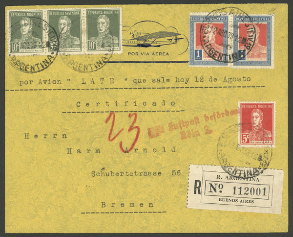 Lot 703 - Argentina postal history - Guillermo Jalil - Philatino Auction # 2624 ARGENTINA: Spectacular auction with material from all periods, including many rarities! Lot 703 - Argentina postal history - Guillermo Jalil - Philatino Auction # 2624 ARGENTINA: Spectacular auction with material from all periods, including many rarities!