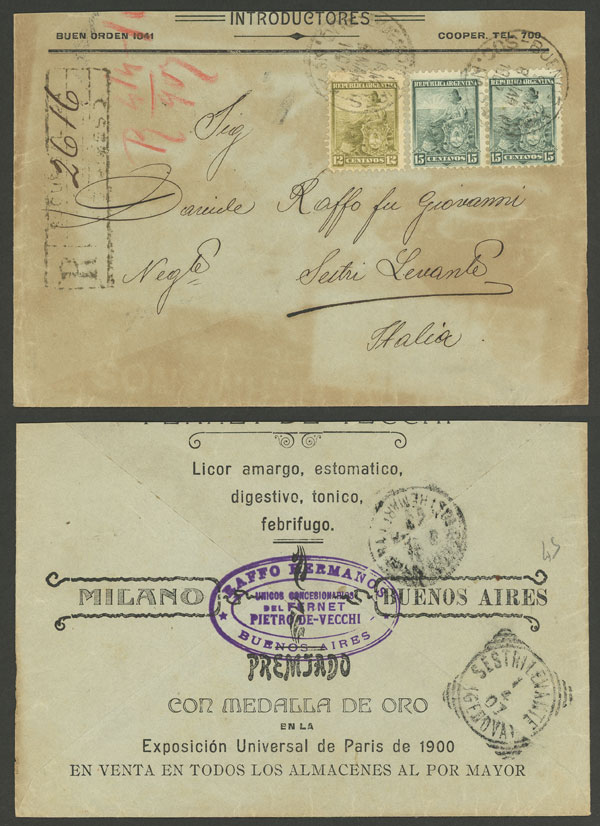 Lot 682 - Argentina postal history -  Guillermo Jalil - Philatino Auction # 2624 ARGENTINA: Spectacular auction with material from all periods, including many rarities!