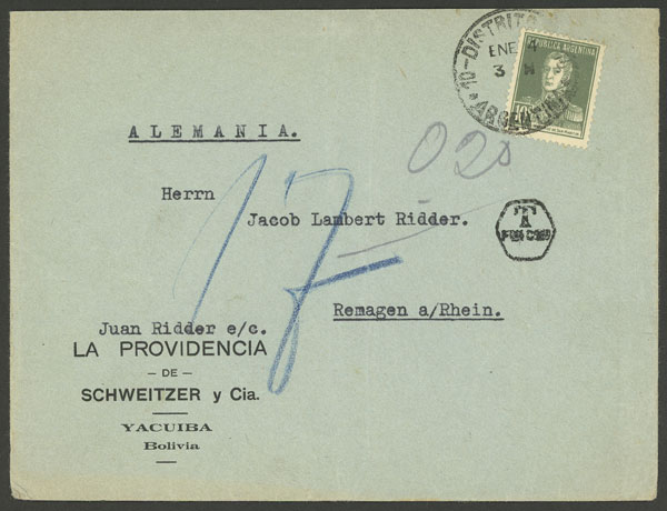 Lot 695 - Argentina postal history -  Guillermo Jalil - Philatino Auction # 2624 ARGENTINA: Spectacular auction with material from all periods, including many rarities!
