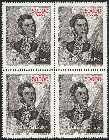 Lot 502 - Argentina general issues -  Guillermo Jalil - Philatino Auction # 2624 ARGENTINA: Spectacular auction with material from all periods, including many rarities!