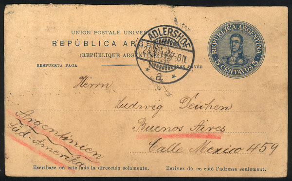 Lot 684 - Argentina postal history -  Guillermo Jalil - Philatino Auction # 2624 ARGENTINA: Spectacular auction with material from all periods, including many rarities!