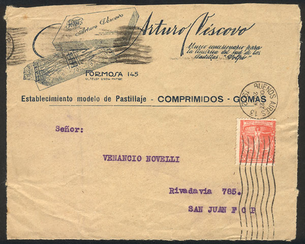 Lot 694 - Argentina postal history -  Guillermo Jalil - Philatino Auction # 2624 ARGENTINA: Spectacular auction with material from all periods, including many rarities!