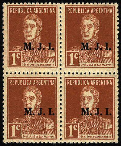 Lot 594 - Argentina official stamps -  Guillermo Jalil - Philatino Auction # 2624 ARGENTINA: Spectacular auction with material from all periods, including many rarities!