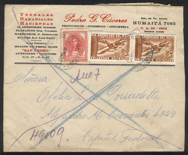Lot 716 - Argentina postal history - Guillermo Jalil - Philatino Auction # 2624 ARGENTINA: Spectacular auction with material from all periods, including many rarities! Lot 716 - Argentina postal history - Guillermo Jalil - Philatino Auction # 2624 ARGENTINA: Spectacular auction with material from all periods, including many rarities!