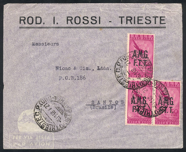 Lot 1743 - italy - trieste postal history - Guillermo Jalil - Philatino Auction # 2629 WORLDWIDE + ARGENTINA: General August auction Lot 1743 - italy - trieste postal history - Guillermo Jalil - Philatino Auction # 2629 WORLDWIDE + ARGENTINA: General August auction
