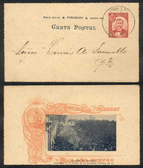 Lot 1952 - Paraguay postal history -  Guillermo Jalil - Philatino Auction # 2629 WORLDWIDE + ARGENTINA: General August auction