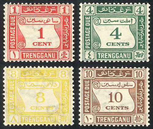 Lot 1794 - Malaya - Trengganu Postage due stamps -  Guillermo Jalil - Philatino Auction # 2629 WORLDWIDE + ARGENTINA: General August auction