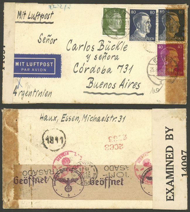 Lot 111 - germany postal history -  Guillermo Jalil - Philatino Auction # 2629 WORLDWIDE + ARGENTINA: General August auction
