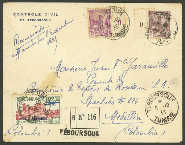 Lot 2364 - Tunisia postal history -  Guillermo Jalil - Philatino Auction # 2629 WORLDWIDE + ARGENTINA: General August auction