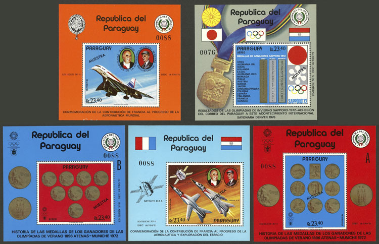 Lot 1942 - Paraguay souvenir sheets -  Guillermo Jalil - Philatino Auction # 2629 WORLDWIDE + ARGENTINA: General August auction