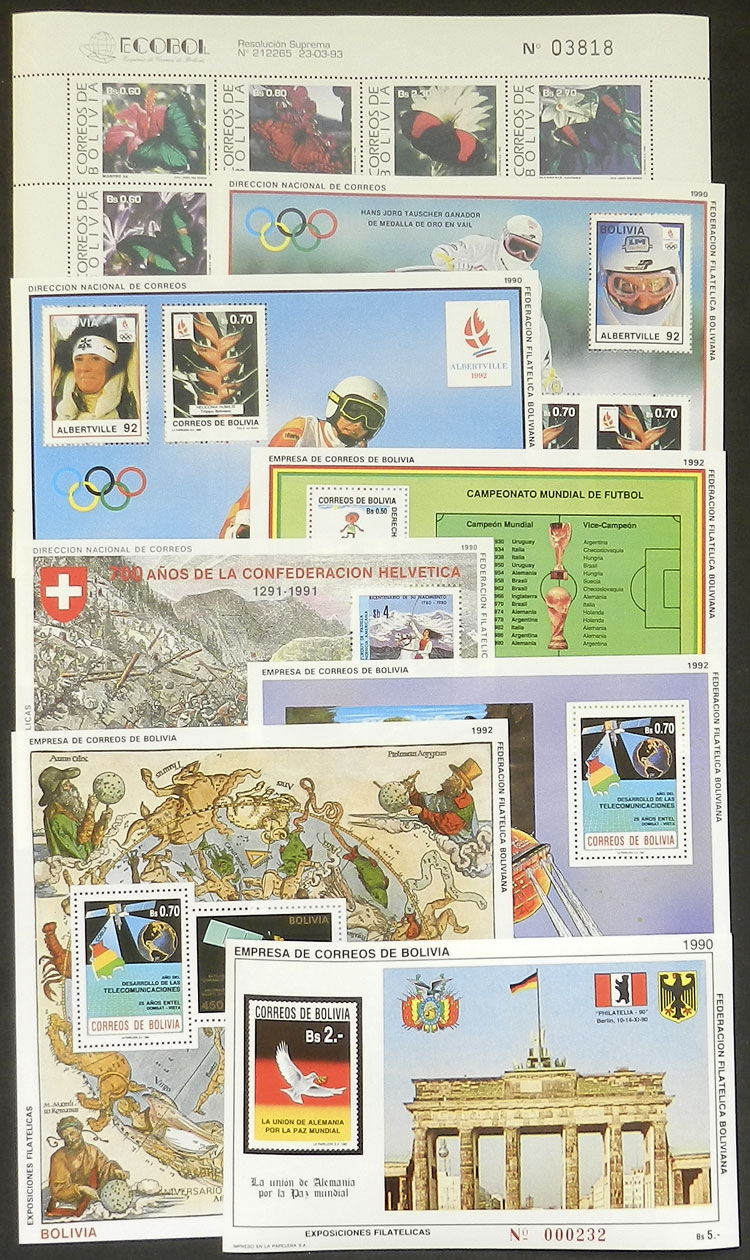 Lot 799 - bolivia souvenir sheets -  Guillermo Jalil - Philatino Auction # 2629 WORLDWIDE + ARGENTINA: General August auction