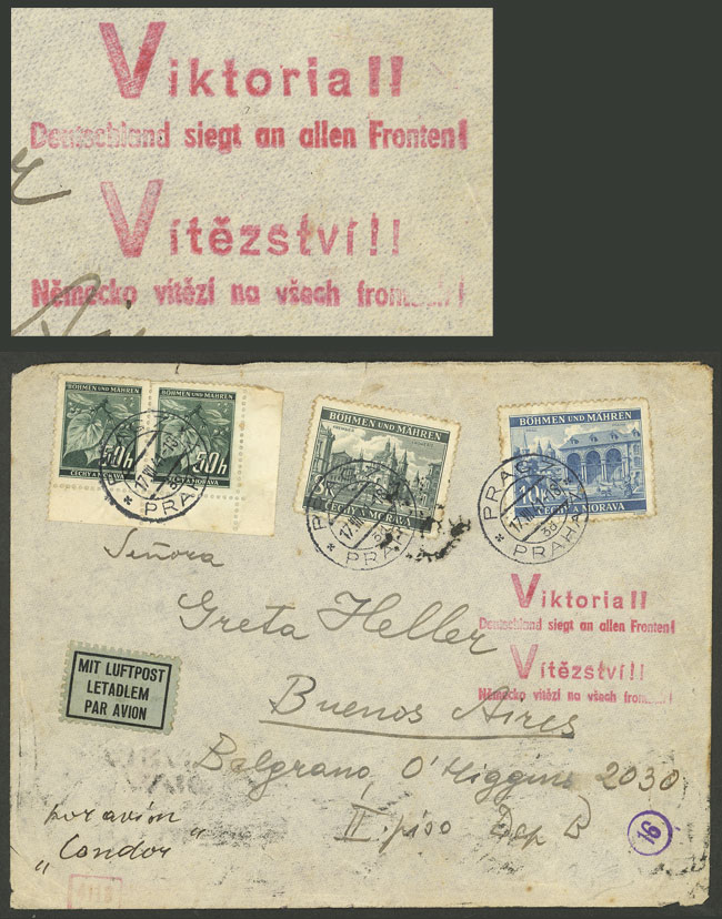 Lot 783 - bohemia and moravia postal history - Guillermo Jalil - Philatino Auction # 2629 WORLDWIDE + ARGENTINA: General August auction Lot 783 - bohemia and moravia postal history - Guillermo Jalil - Philatino Auction # 2629 WORLDWIDE + ARGENTINA: General August auction