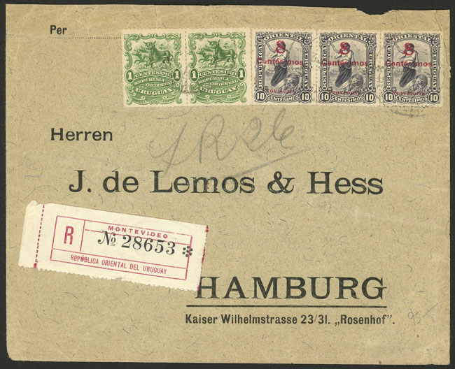 Lot 2496 - Uruguay postal history - Guillermo Jalil - Philatino Auction # 2629 WORLDWIDE + ARGENTINA: General August auction Lot 2496 - Uruguay postal history - Guillermo Jalil - Philatino Auction # 2629 WORLDWIDE + ARGENTINA: General August auction