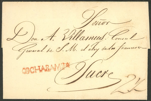 Lot 800 - bolivia postal history -  Guillermo Jalil - Philatino Auction # 2629 WORLDWIDE + ARGENTINA: General August auction